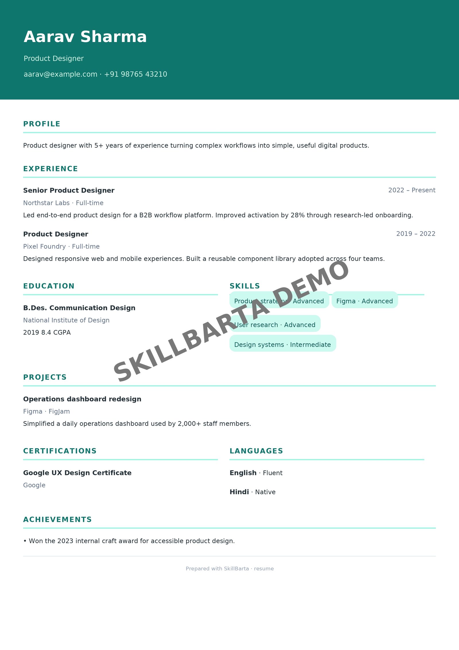 Modern Career CV resume template