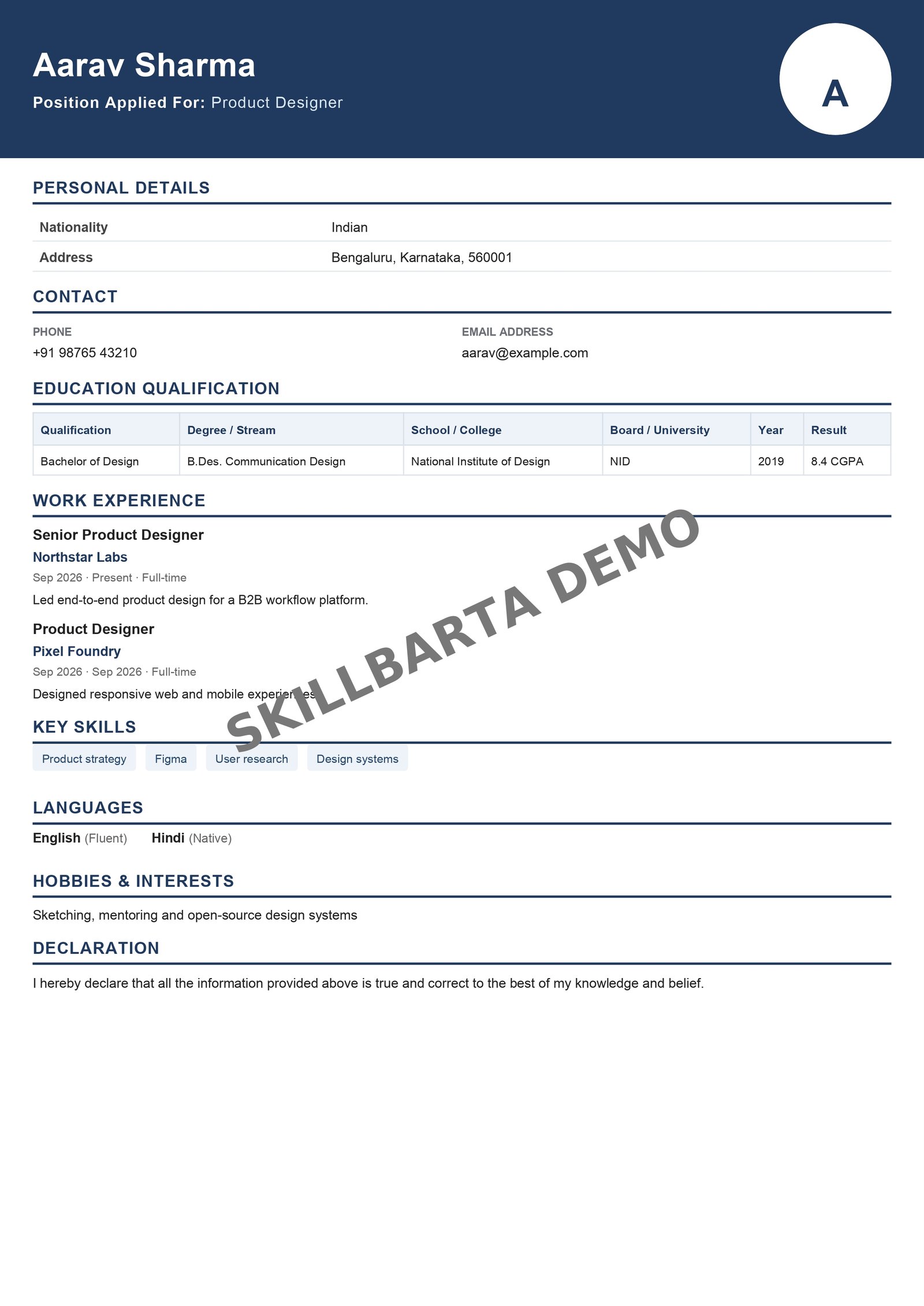 Retail Sales Executive resume template